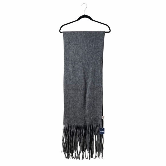 Lucky Brand Scarf Solid Dark Grey Brushed Fringe 14" x 88" Warm Cozy Minimalist - Picture 2 of 7